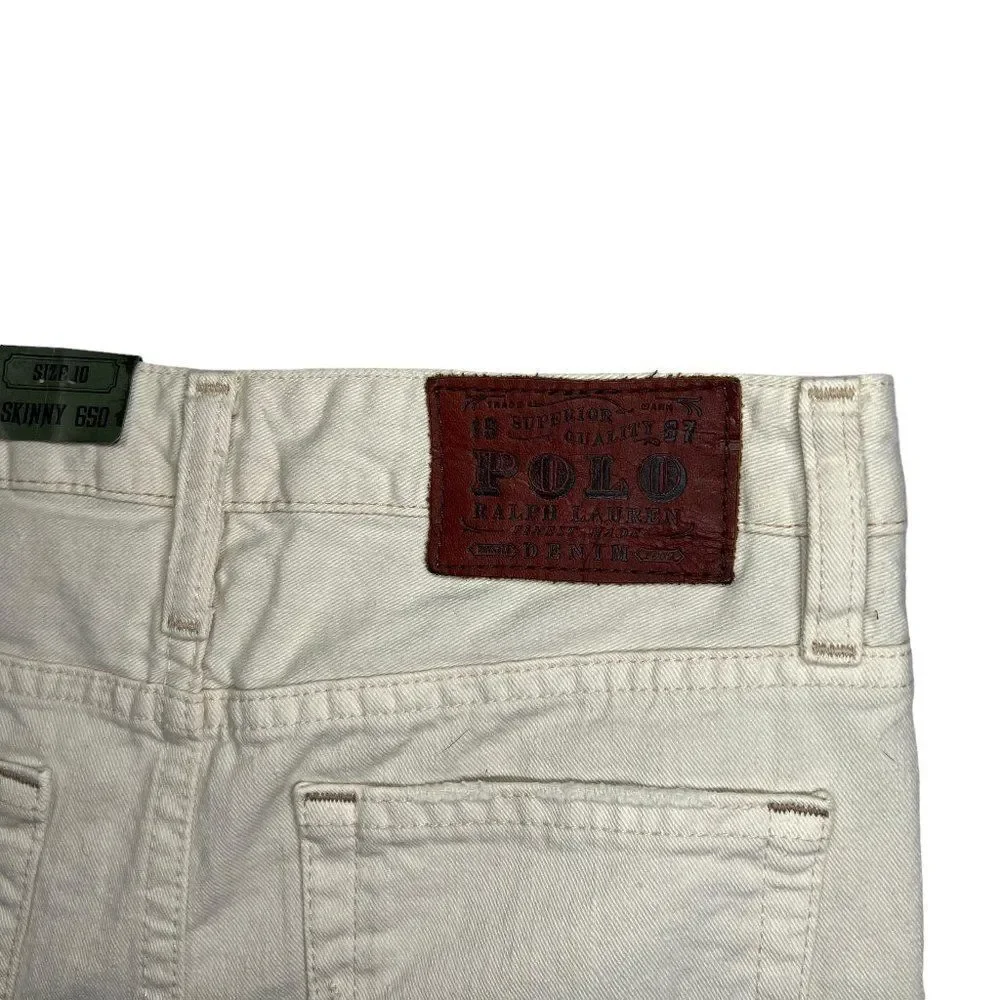 Polo Ralph Lauren 650 Jeans Boy's‎ Size 10 Cream Skinny Denim Pants